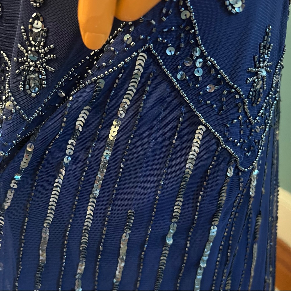 Roaman's Navy Beaded V‑Neck Maxi Dress - Picture 13 of 15